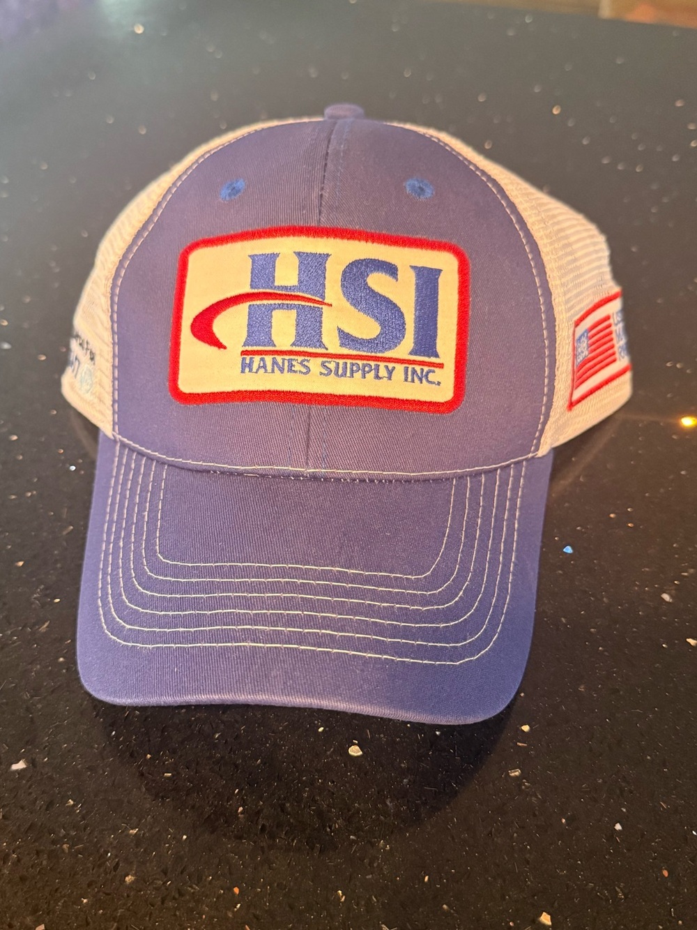 HSI Hanes Supply Inc. Blue & Cream Trucker Hat